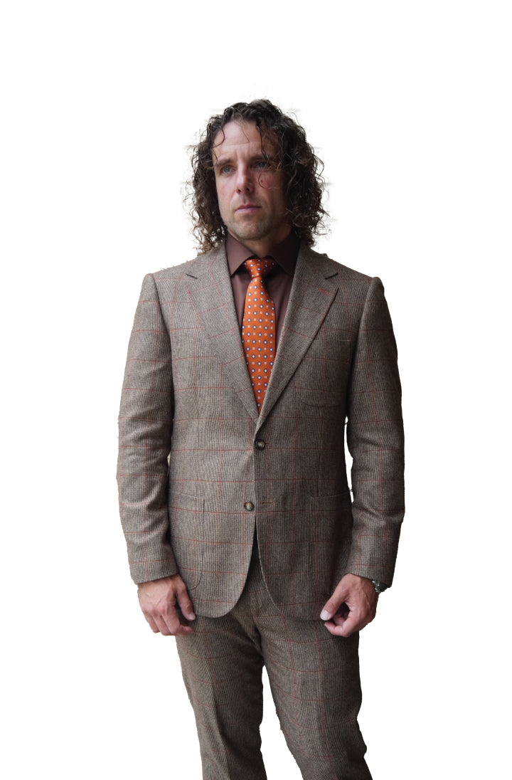 Lux Brown Windowpane - GB Slim Fit Suit