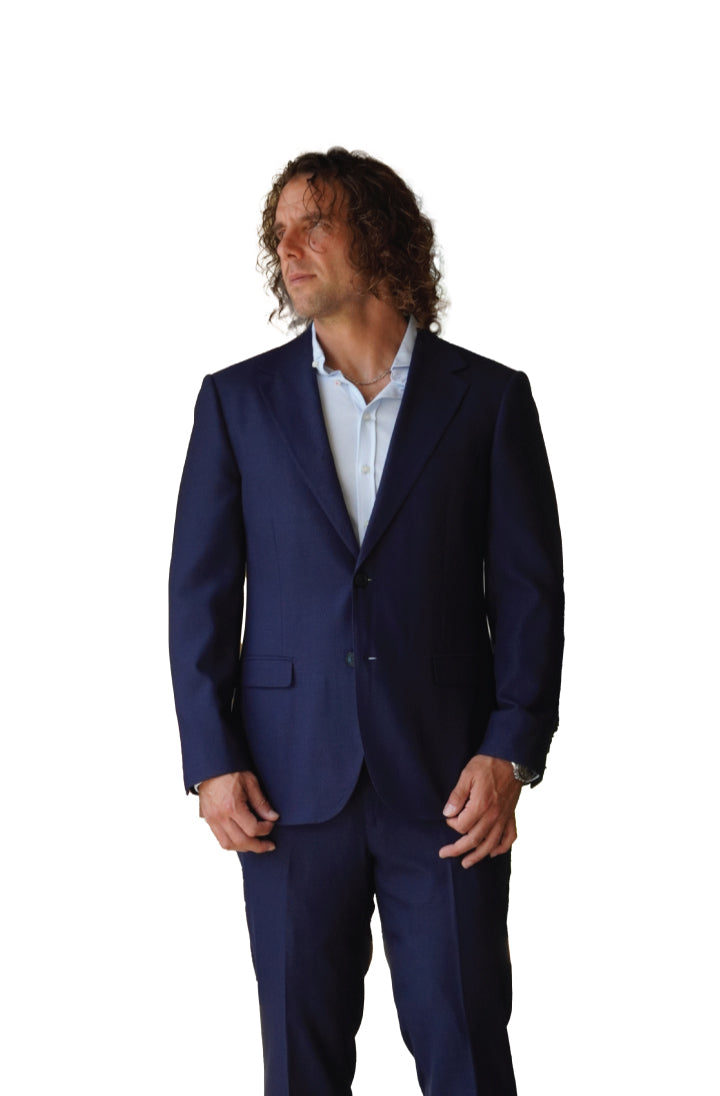 Navy Blue Herringbone - GB Slim Fit Suit