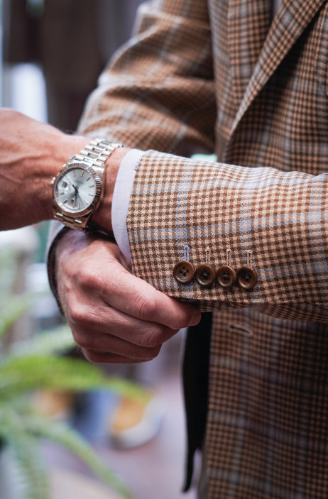 Huddersfield Light Sand Gingham with Sky Overcheck Sport Coat